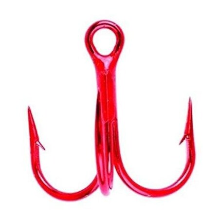 Eagle Claw Lazer Sharp Treble Hook, Size 2, 3 Oz, Needle Point, Round Bend, 3X Strong Heavy Wire, Red, 5PK L934RDGH-2